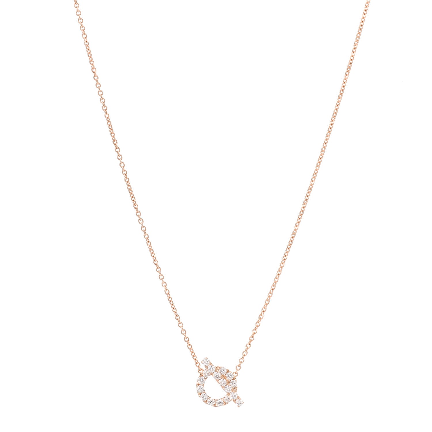 Hermes 18K Rose Gold Diamond Finesse Pendant Necklace 1 of 5