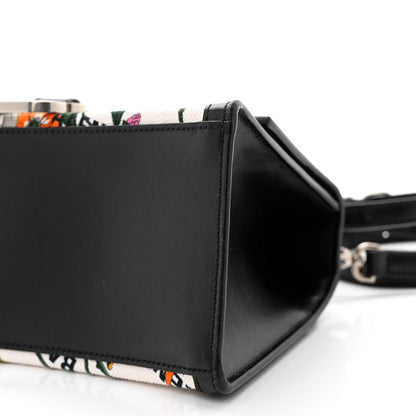 Balenciaga X GUCCI Canvas Boarded Plutone Calfskin Flora Logo Print Small Hourglass Top Handle Bag White Multicolor Black 10 of 10