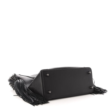 Christian Louboutin Empire Calf Spikes Fringe Eloise Hobo Black 4 of 10