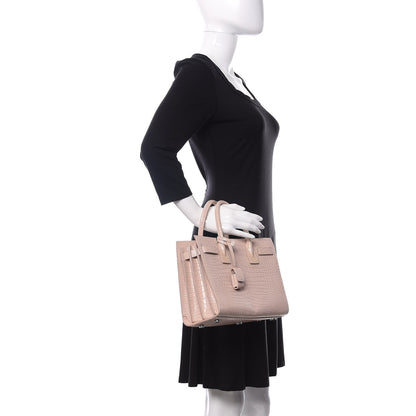 Saint Laurent Calfskin Crocodile Embossed Baby Sac De Jour Rose Antic 2 of 13