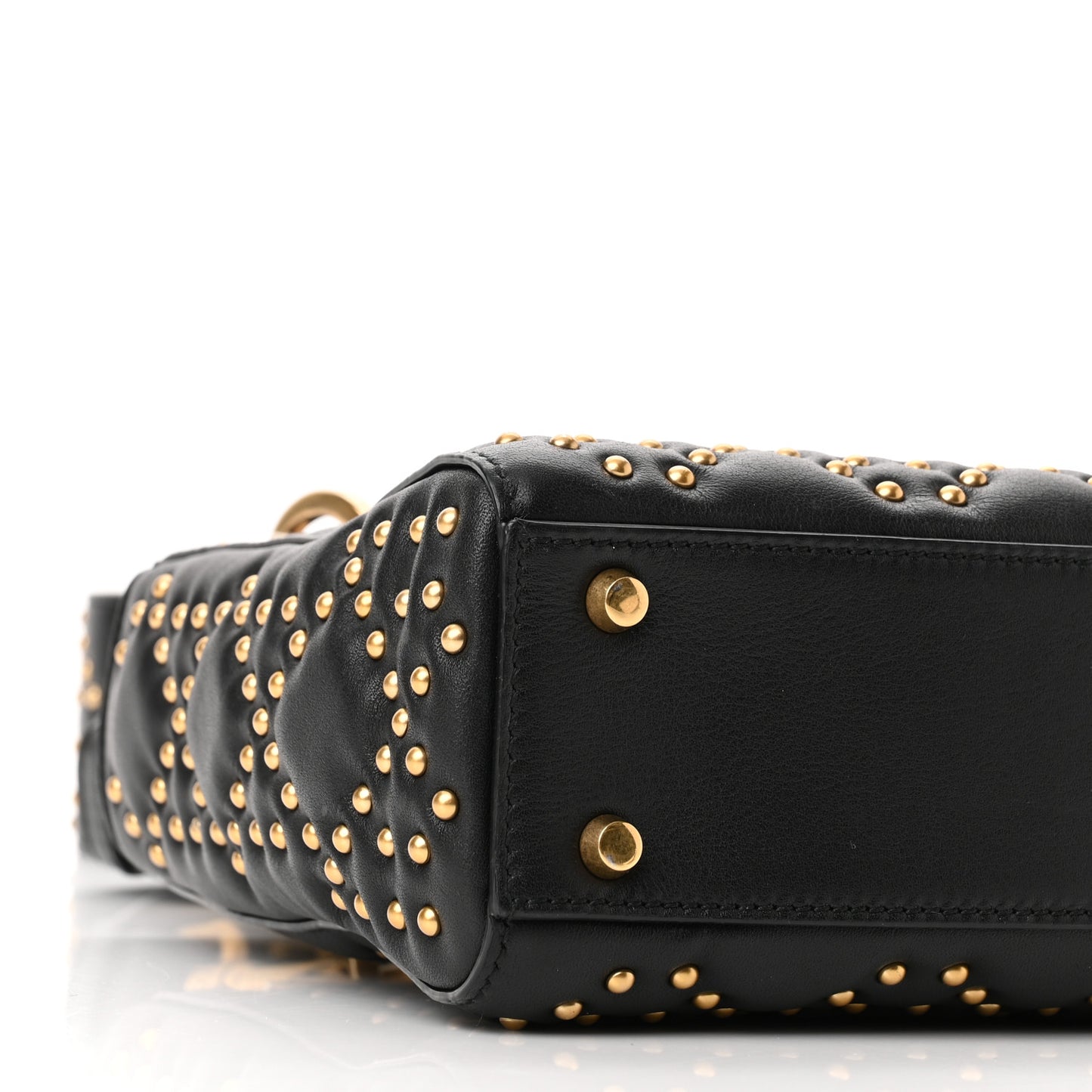 Lambskin Studded Mini Supple Lady Dior Black