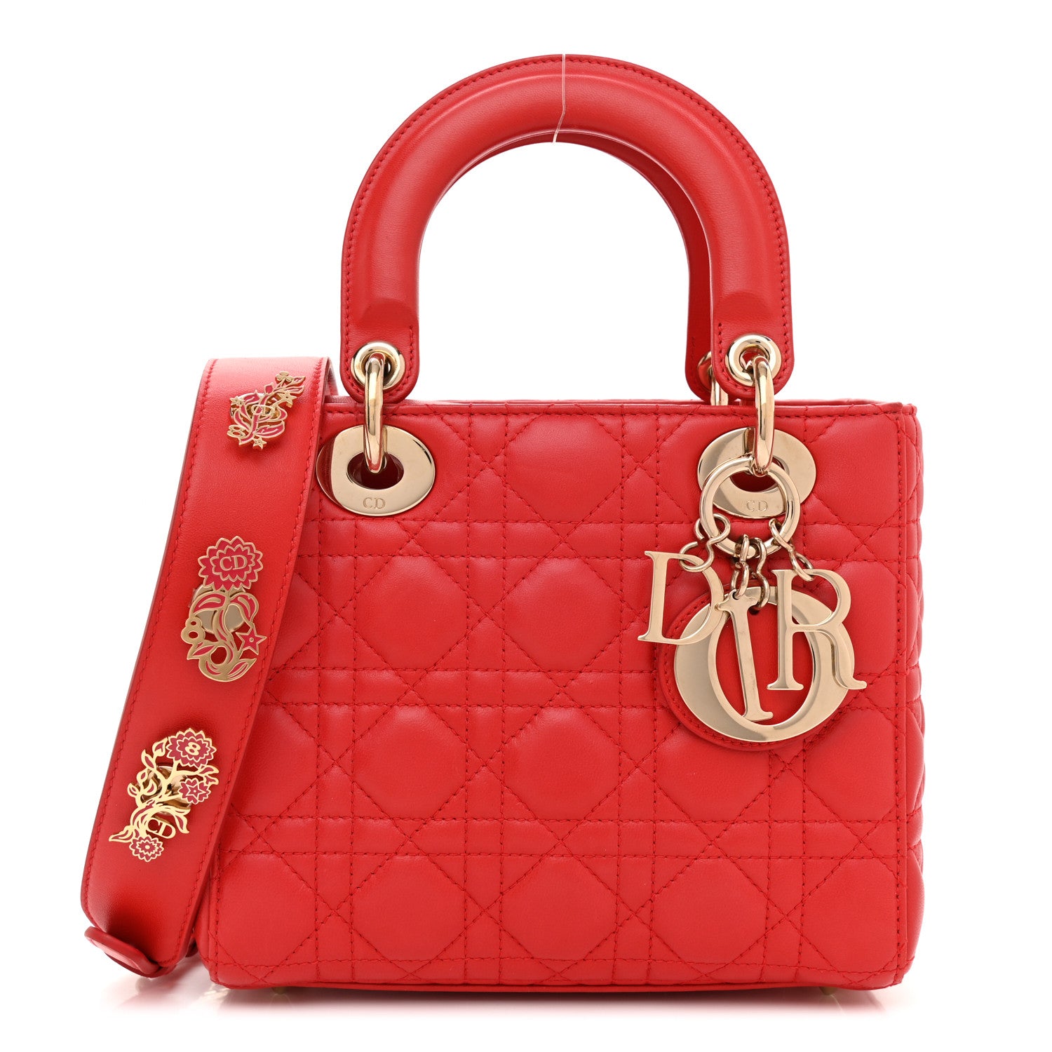 Christian Dior Lambskin Cannage Small Lucky Badges Lady Dior Red 1 of 8