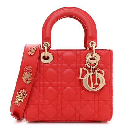 Christian Dior Lambskin Cannage Small Lucky Badges Lady Dior Red 1 of 8