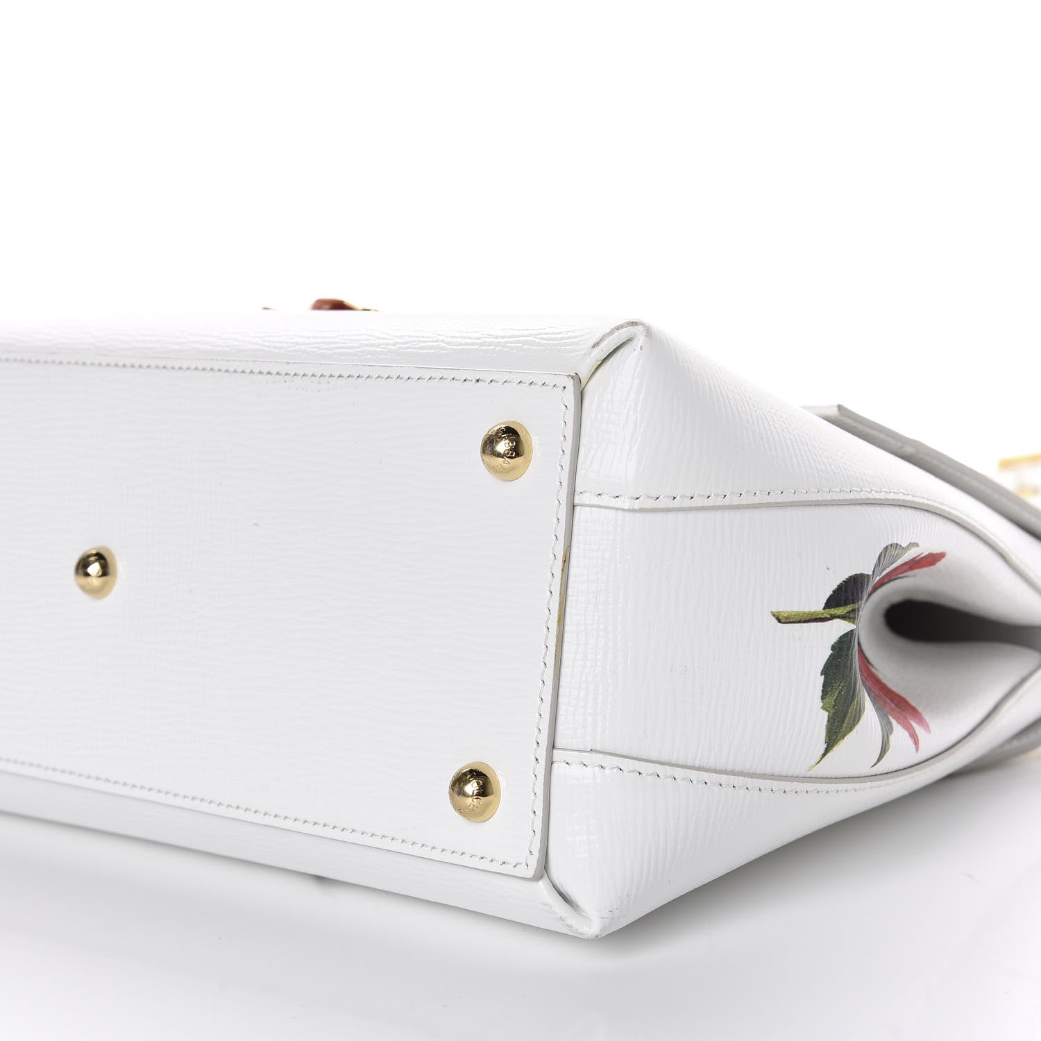 Dolce & Gabbana Grained Calfskin Floral Printed Small Lucia Satchel White 8 of 13