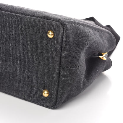Prada Denim Small Logo Tote Black 9 of 9