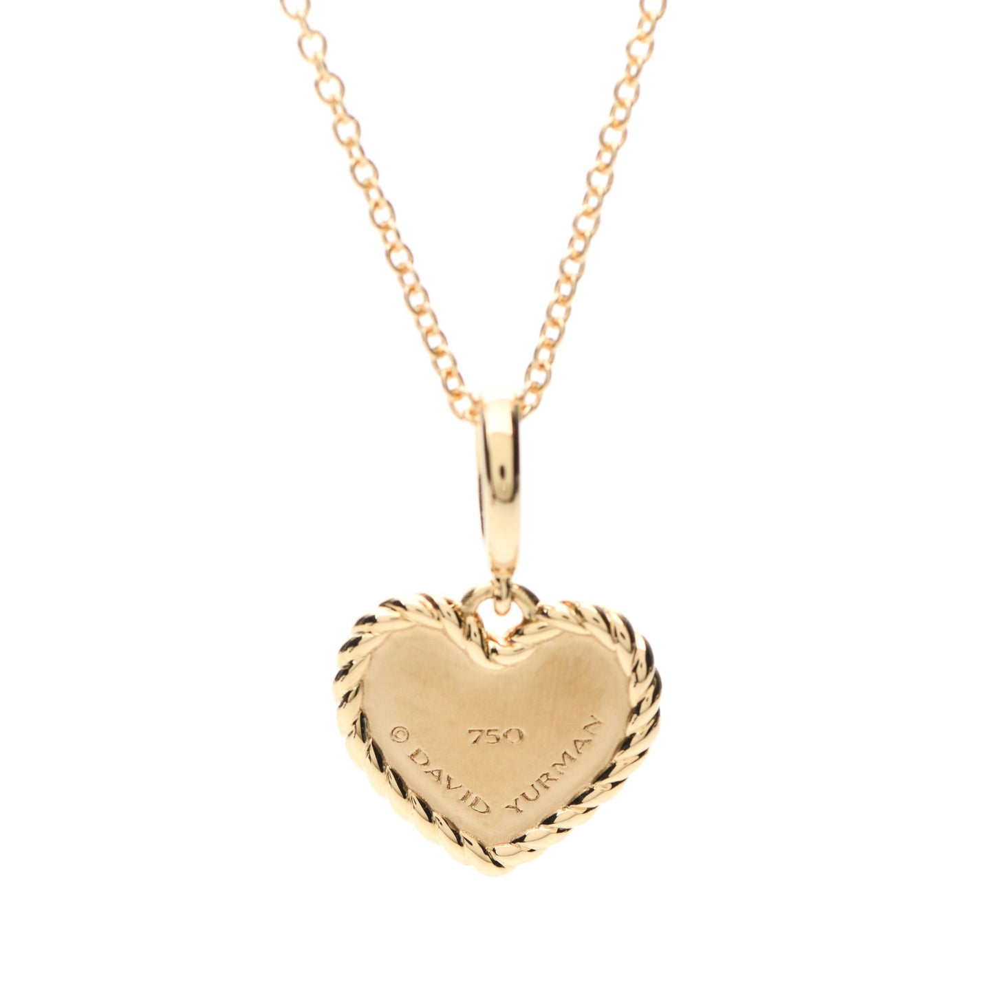 18K Yellow Gold Diamond Heart Initial M Charm Necklace