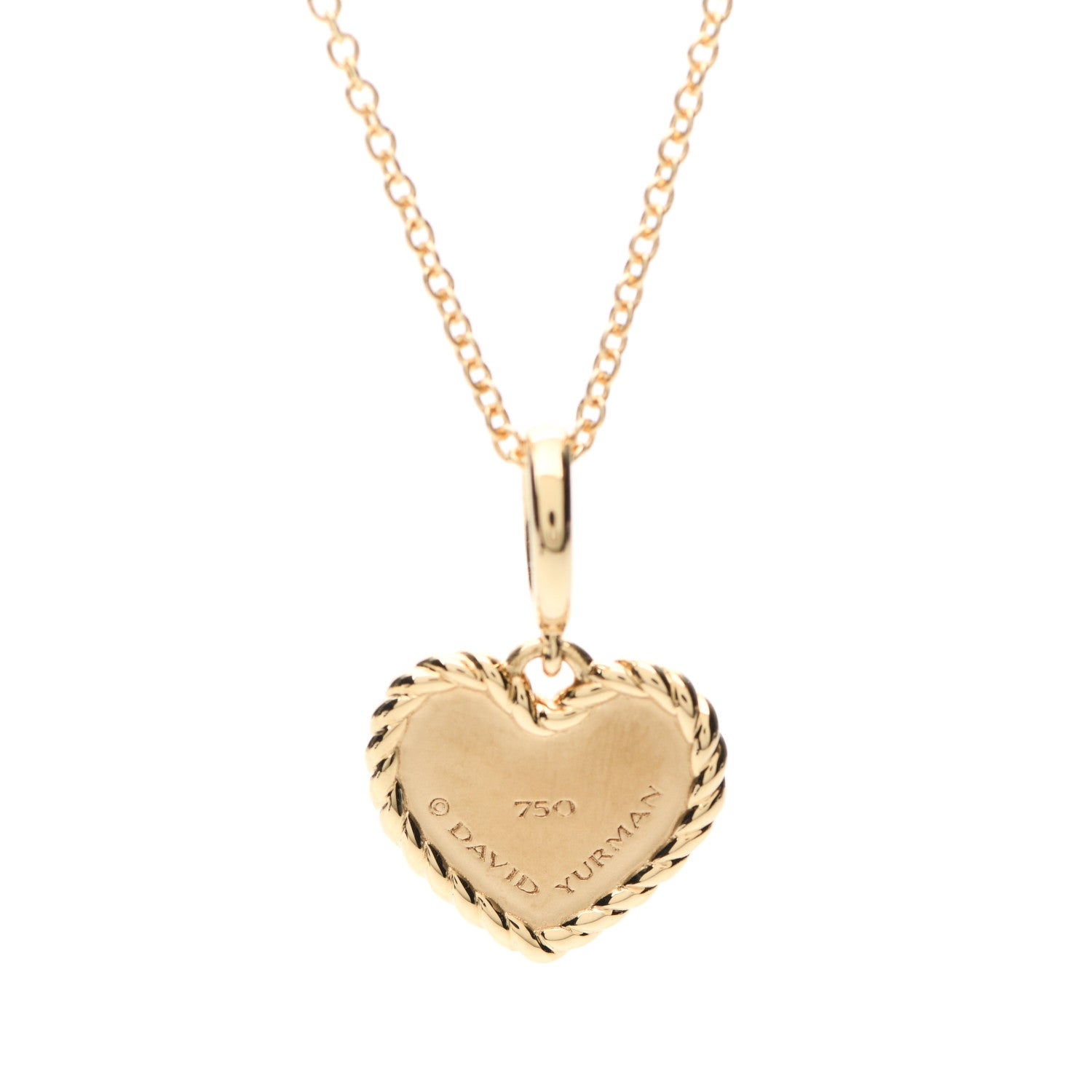 David Yurman 18K Yellow Gold Diamond Heart Initial M Charm Necklace 4 of 4