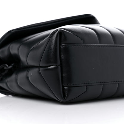 Saint Laurent Calfskin Y Quilted Monogram Monochrome Toy Loulou Crossbody Bag Black 8 of 10