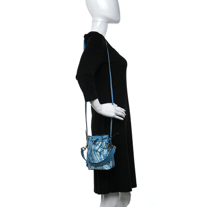 Fendi X SARAH COLEMAN Glazed Canvas Vitello King F is Fendi FF Vertigo Mini Mon Tresor Bucket Bag Cyber Blue White 2 of 11