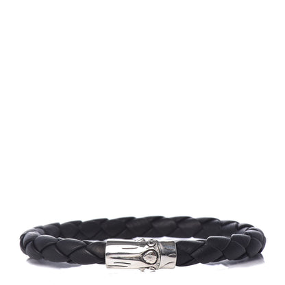 John Hardy Sterling Silver Leather Braided Bamboo Bracelet Black 1 of 5