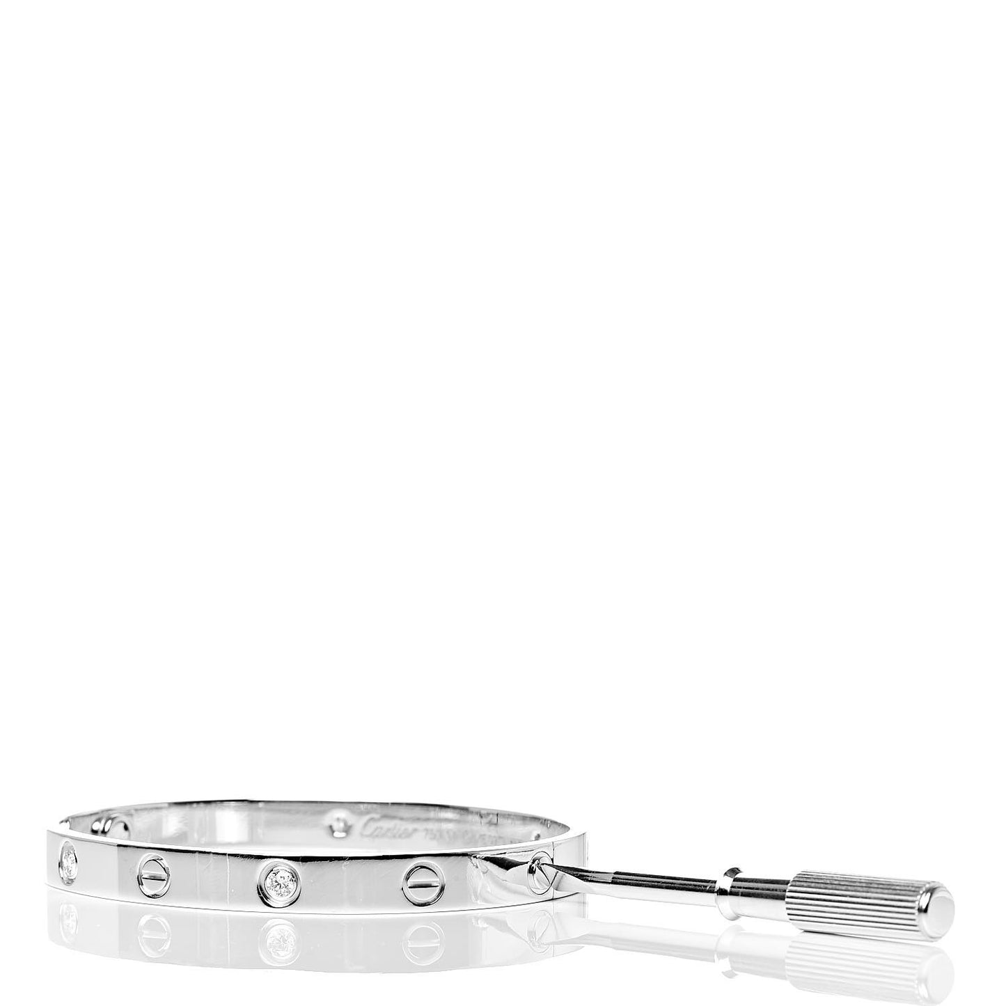 18K White Gold 4 Diamond LOVE Bracelet 17