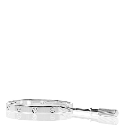 Cartier 18K White Gold 4 Diamond LOVE Bracelet 17 4 of 7