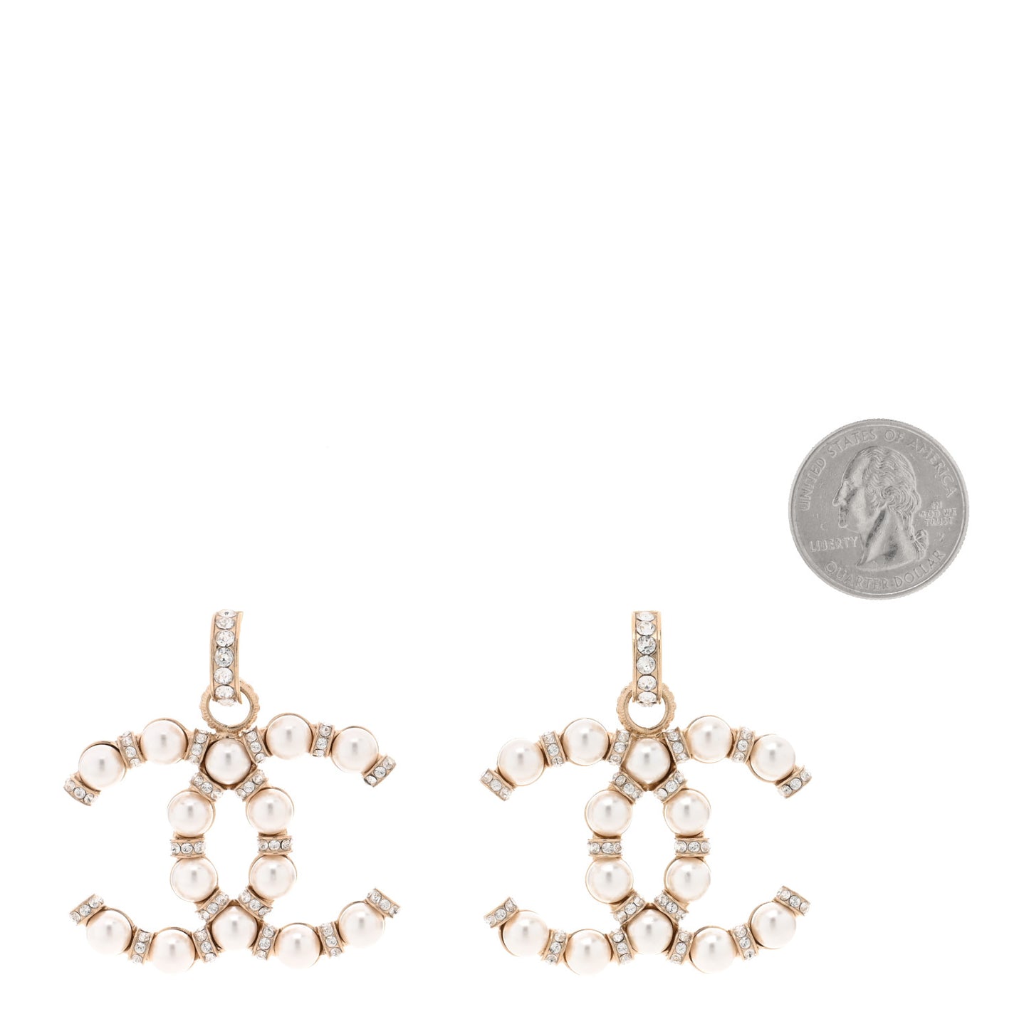 Pearl Crystal Nefertiti CC Drop Earrings Gold