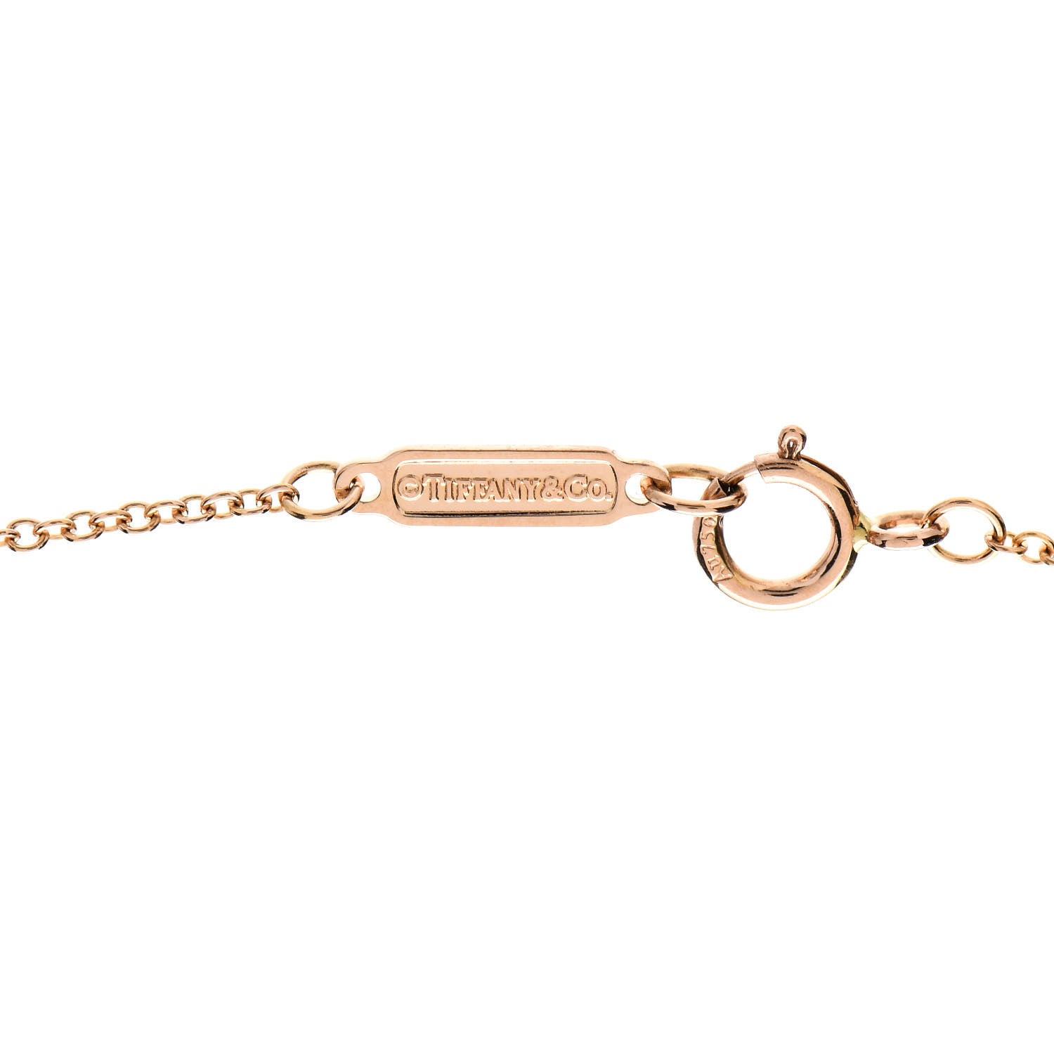 Tiffany 18K Rose Gold Diamond Fleur de Lis Key Bar Pendant Necklace 4 of 4