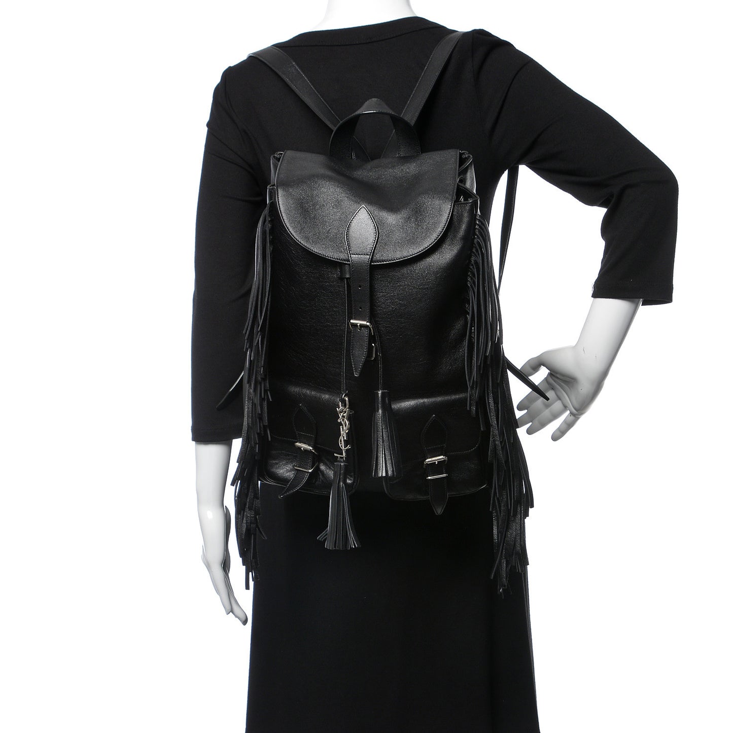 Calfskin Fringe Festival Backpack Black