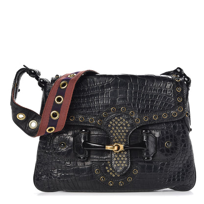 Gucci Crocodile Studded Pelham Borchie Flap Bag Black 1 of 7