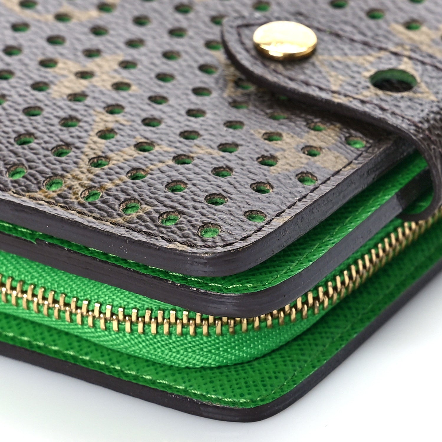 Louis Vuitton Monogram Perforated Compact Zipped Wallet Green 9 of 11