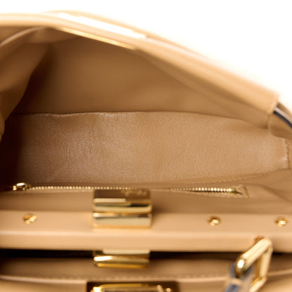 Fendi Shearling Nappa Macro FF 1974 Mini Peekaboo Iconic Satchel White Ice Cuoio Miele Scuro 6 of 12