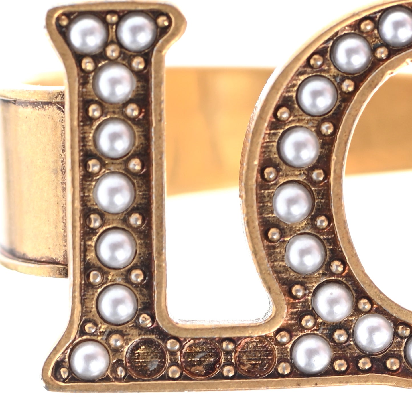 Metal Pearl Loved Palm Cuff Hand Piece Aged Gold
