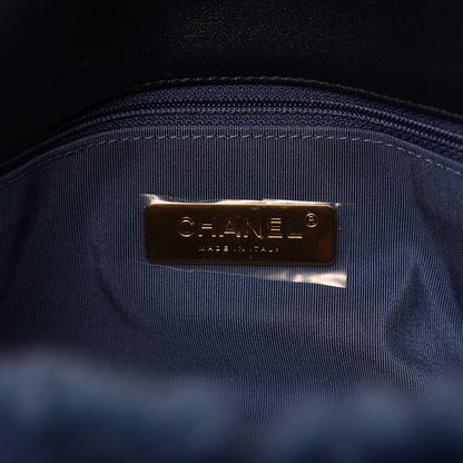 Chanel Shearling Sheepskin Medium 19 Flap Blue 8 of 10
