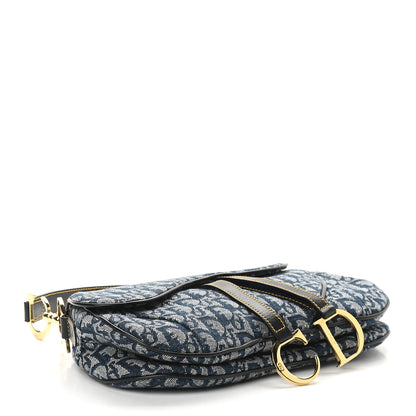Christian Dior Monogram Double Saddle Bag Navy Blue 7 of 10