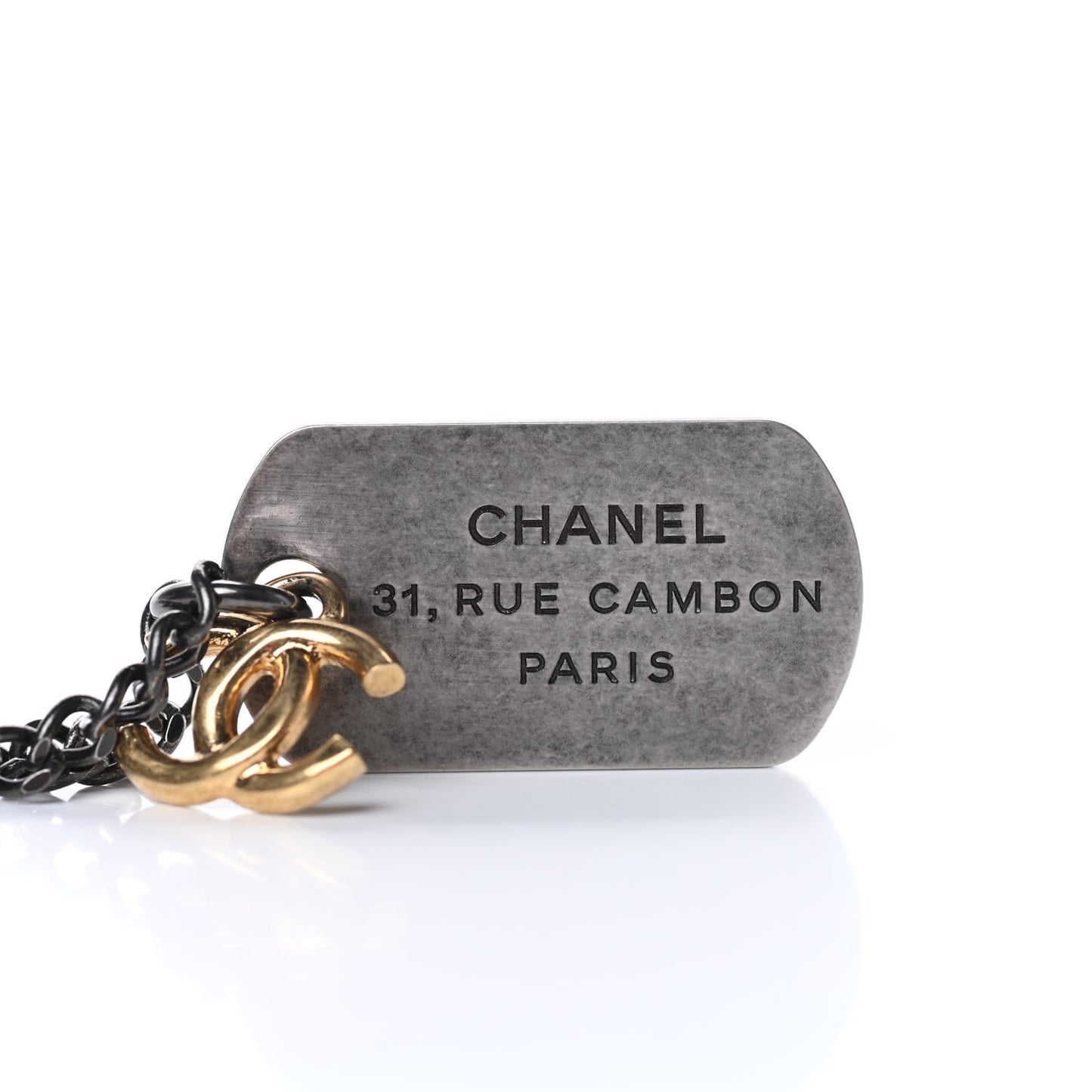 Ruthenium ID Dog Tag Charm Necklace Silver Gold