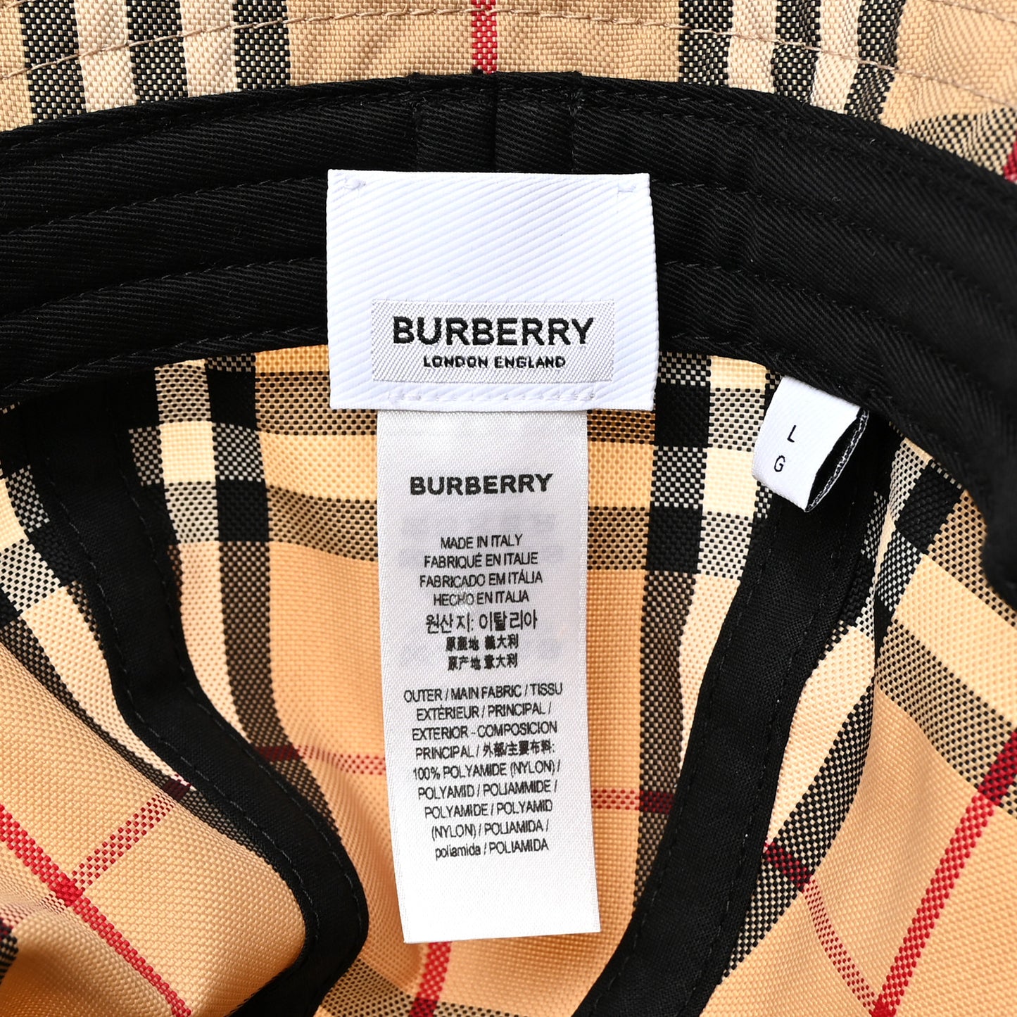 Nylon Vintage Check Bucket Hat L Archive Beige
