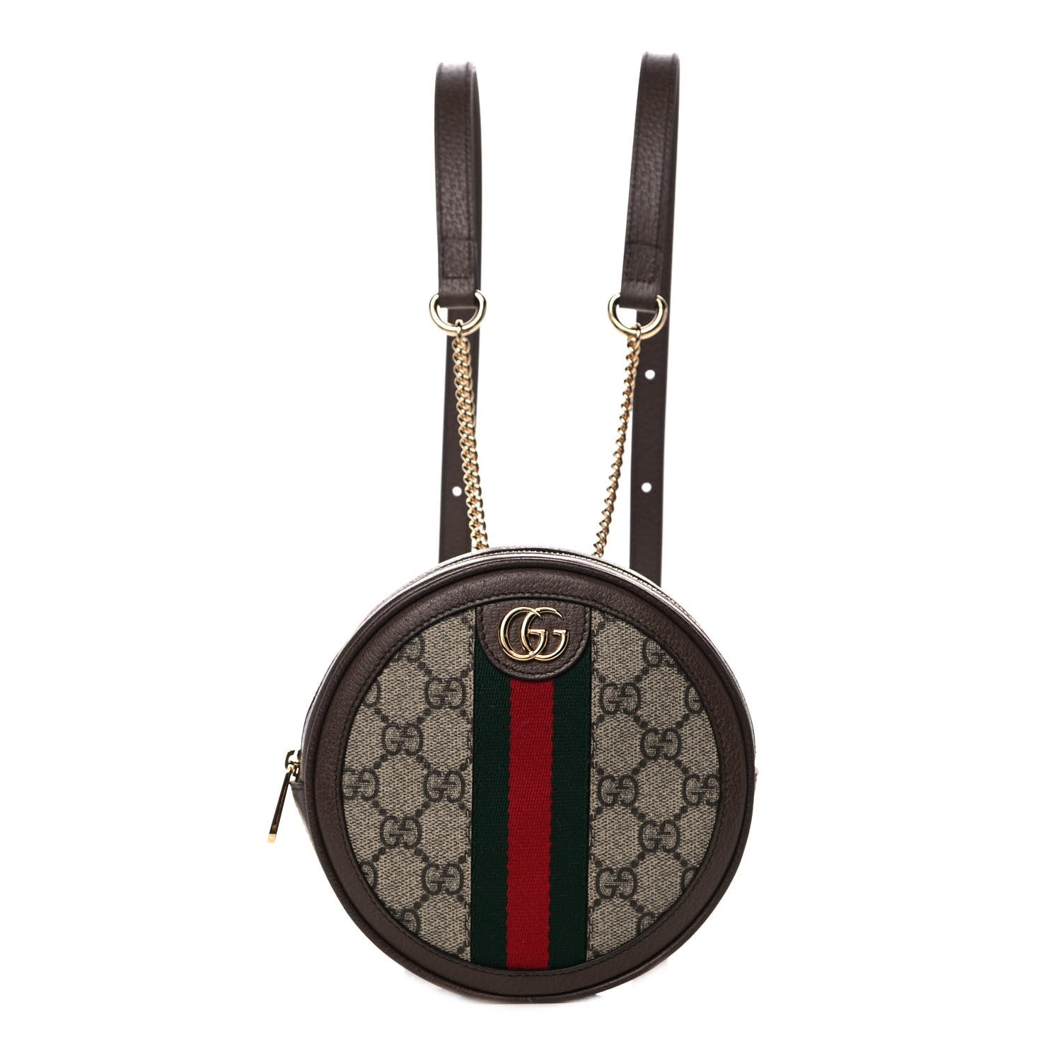 Gucci GG Supreme Monogram Web Mini Ophidia Round Backpack Brown 1 of 11