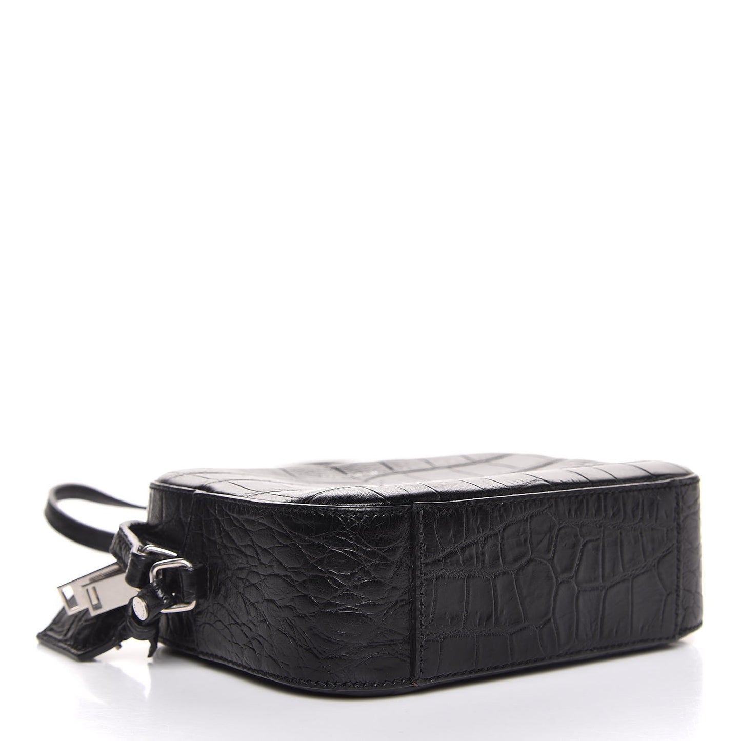 Calfskin Crocodile Embossed Small Classic Monogram Camera Bag Black