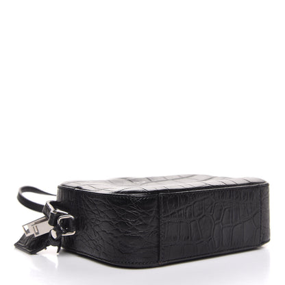 Saint Laurent Calfskin Crocodile Embossed Small Classic Monogram Camera Bag Black 4 of 8