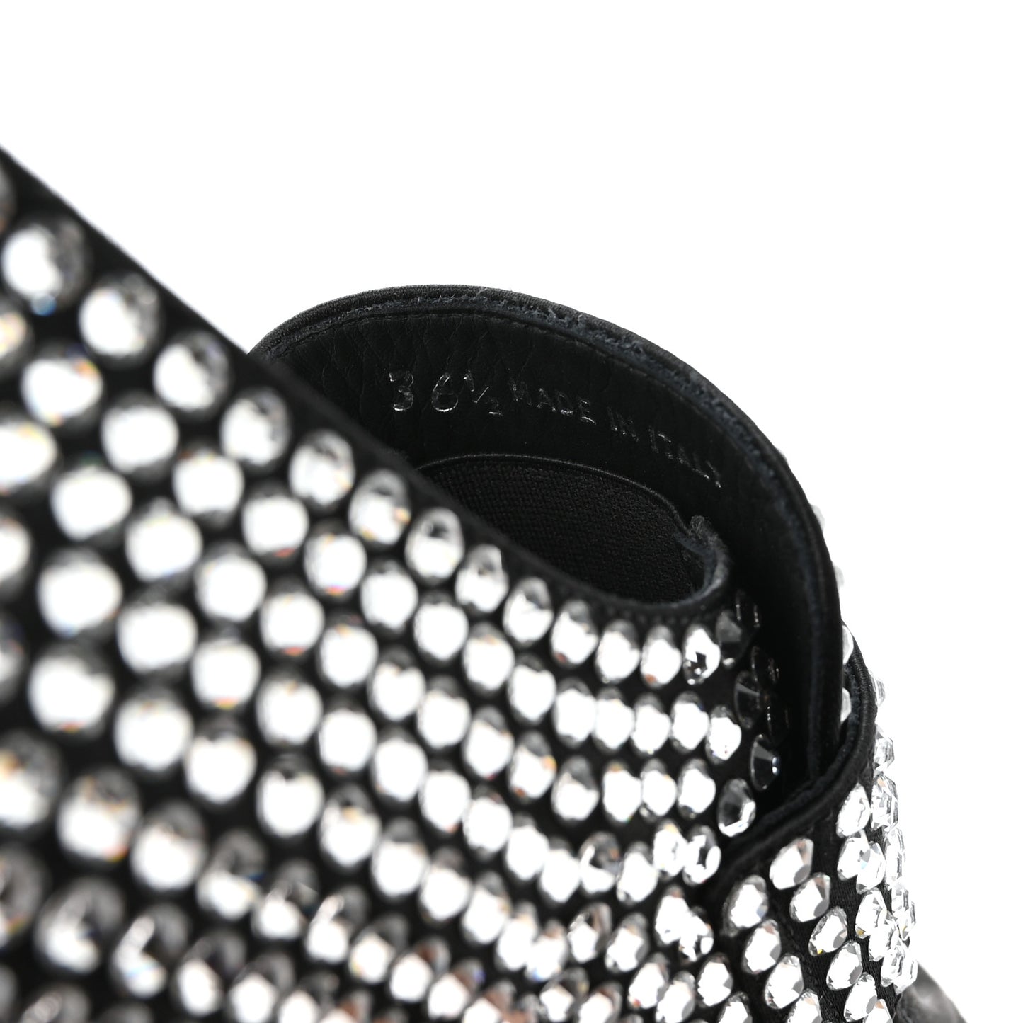 Satin Crystal Metal Triangle Logo 50mm Loafers 36.5 Cristal