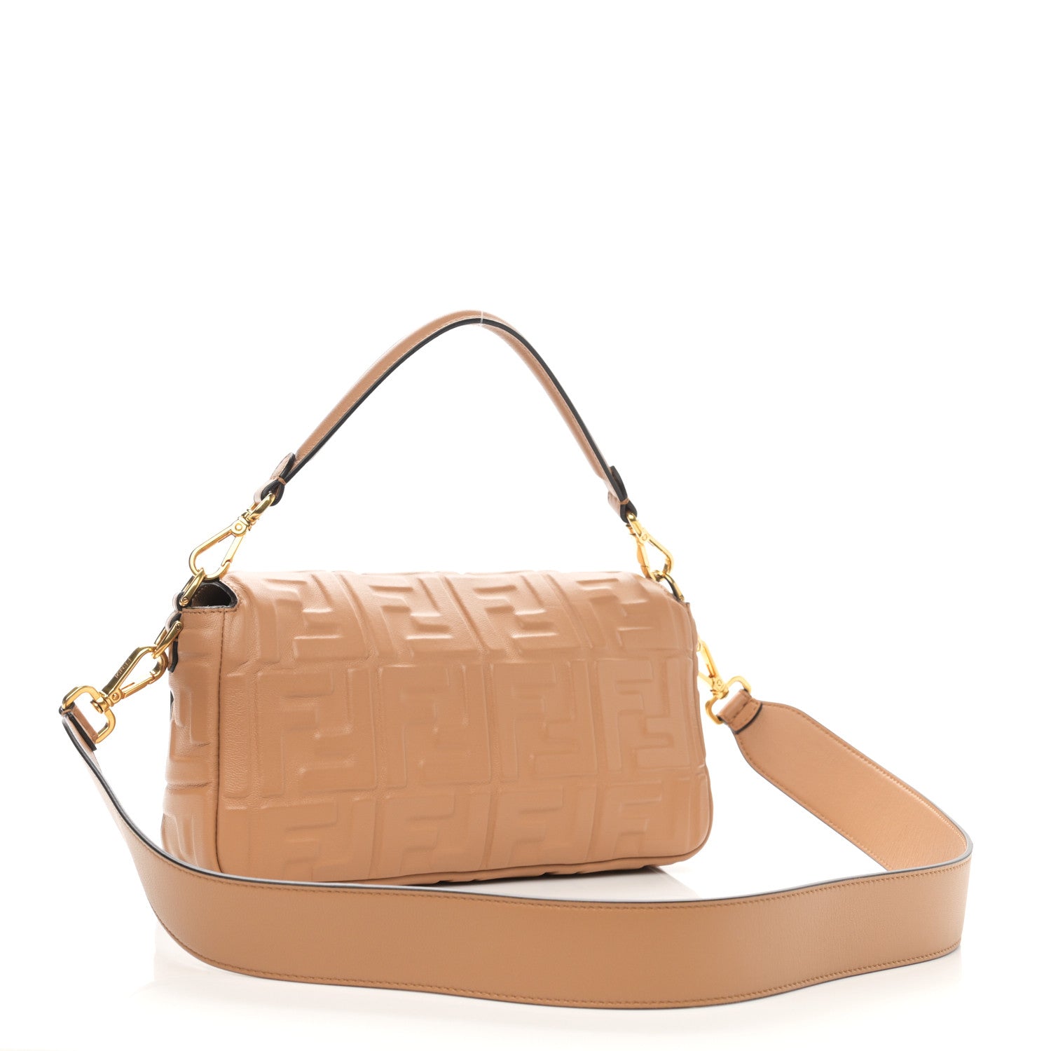 Fendi Nappa FF 1974 Embossed Baguette Miele Scuro 3 of 10