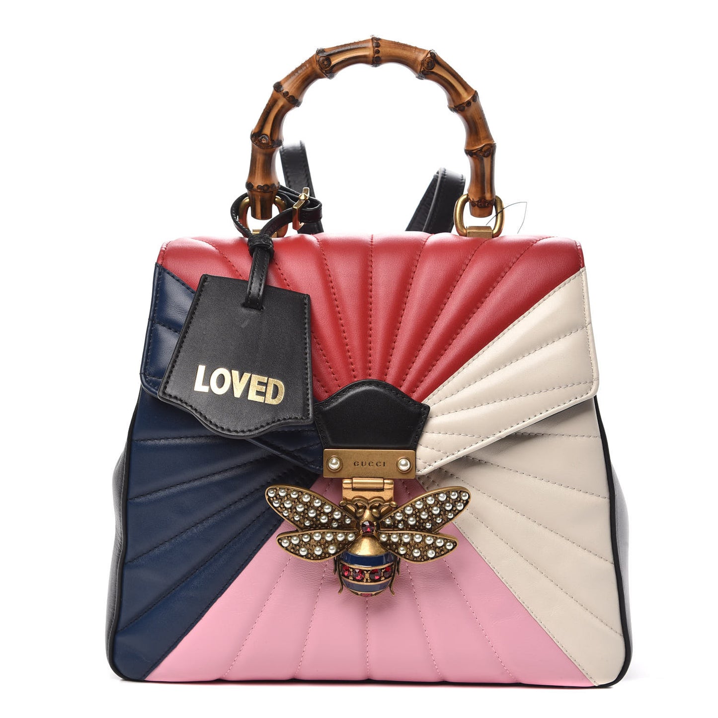 Calfskin Bamboo Trapuntata Queen Margaret Backpack Blue Agata Hibiscus Red Mystic White Sugar Pink
