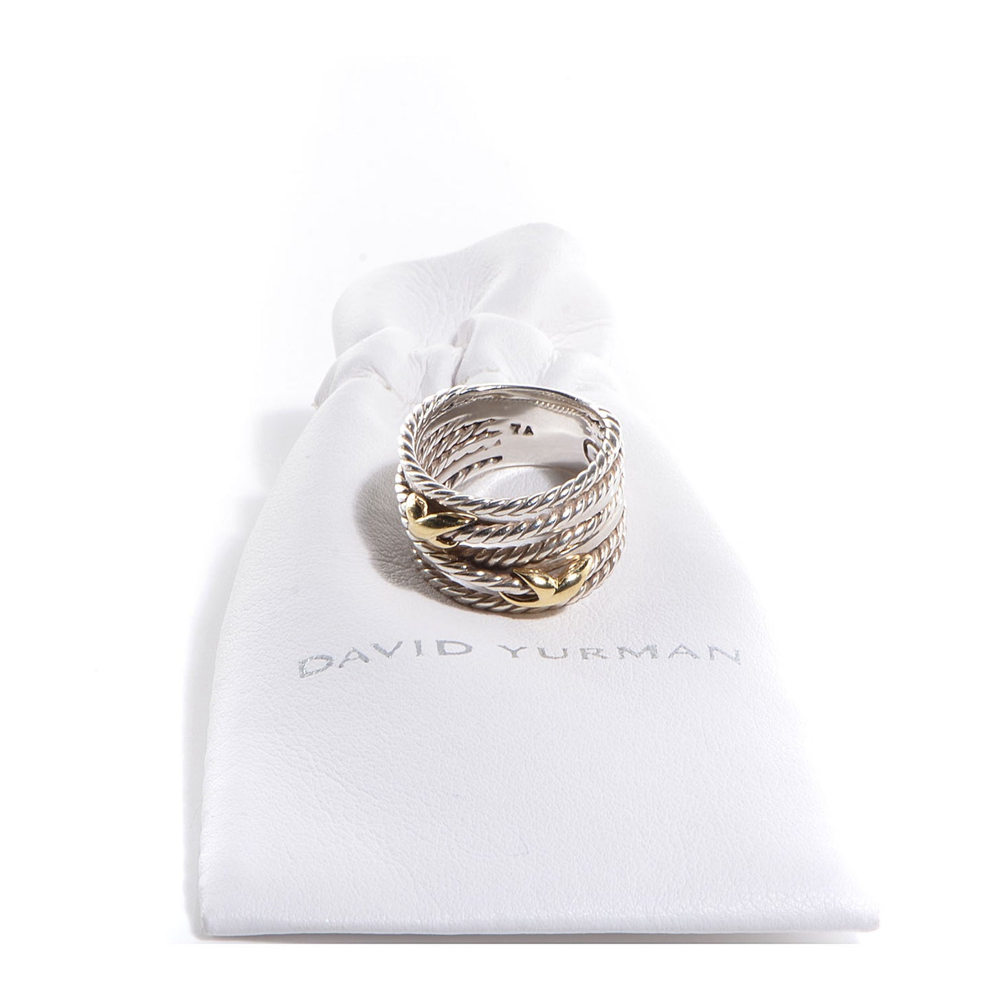 Sterling Silver 18K Yellow Gold Double X Crossover Ring 52 6