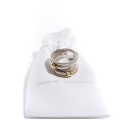 David Yurman Sterling Silver 18K Yellow Gold Double X Crossover Ring 52 6 7 of 7