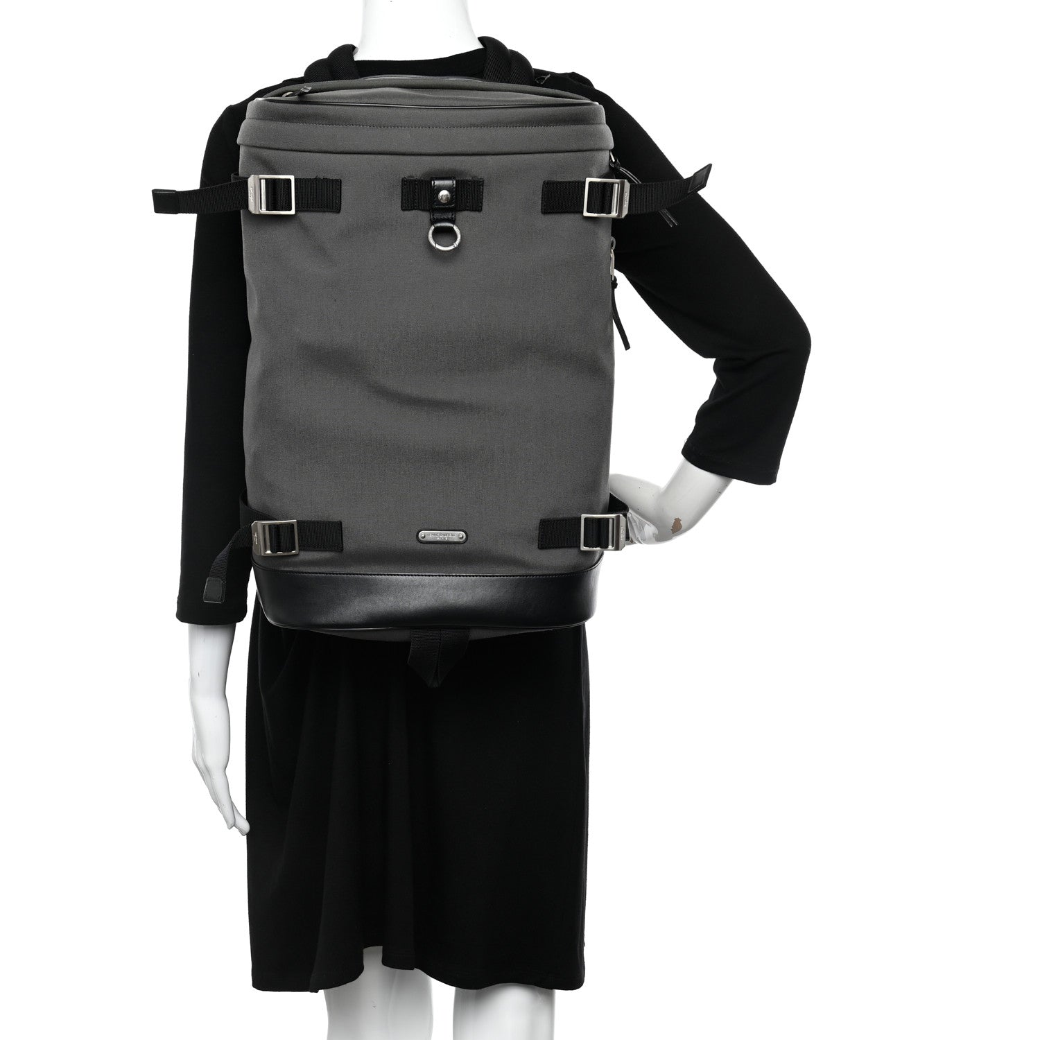 Saint Laurent Canvas Calfskin Rivington Race Convertible Backpack Storm 2 of 10