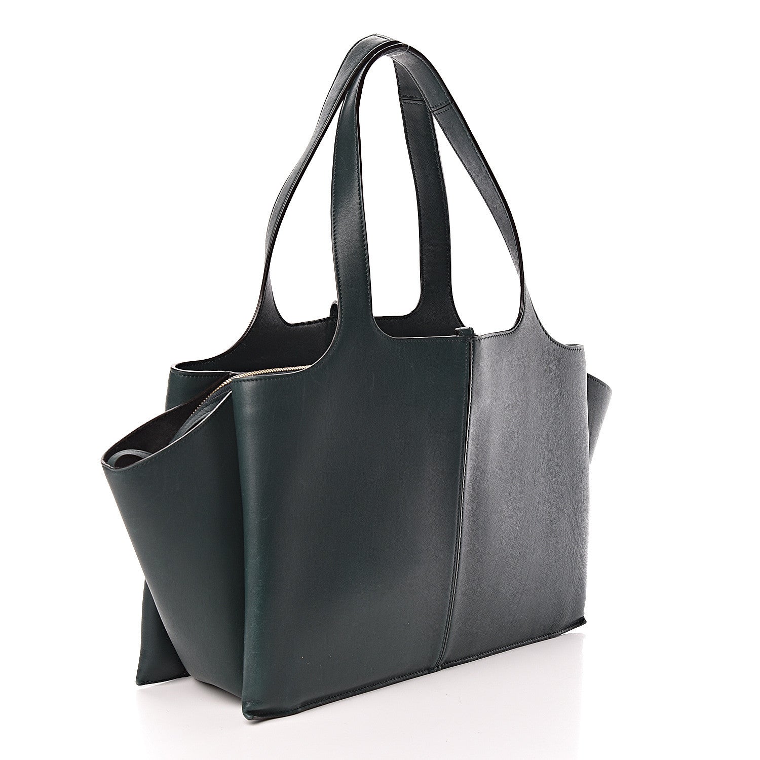 Celine Smooth Calfskin Medium Tri-Fold Bag Bottle Green 3 of 10