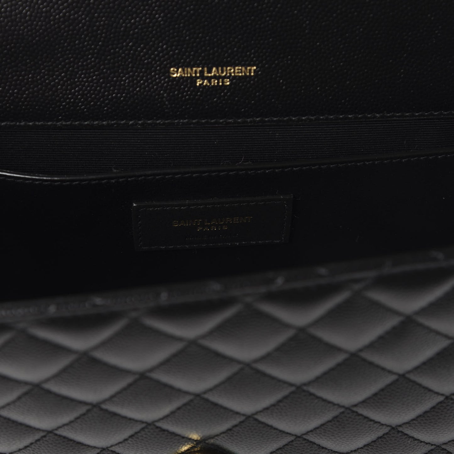 Grain De Poudre Textured Mixed Matelasse Triquilt Medium Monogram Satchel Black