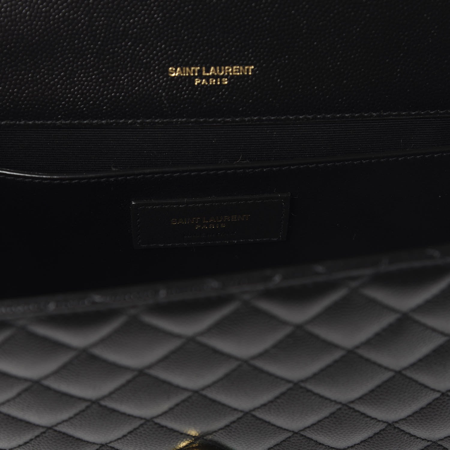 Saint Laurent Grain De Poudre Textured Mixed Matelasse Triquilt Medium Monogram Satchel Black 8 of 11