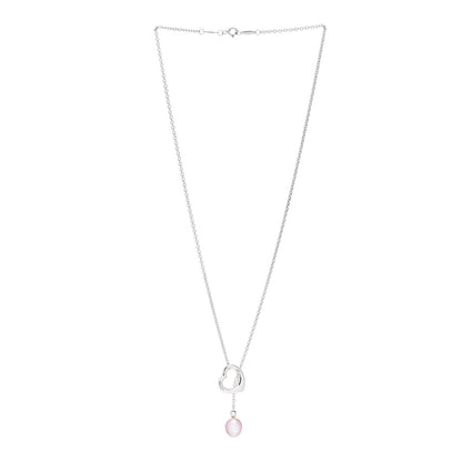 Tiffany Sterling Silver Pink Pearl 9-9.5mm Elsa Peretti Open Heart Lariat Necklace 3 of 5