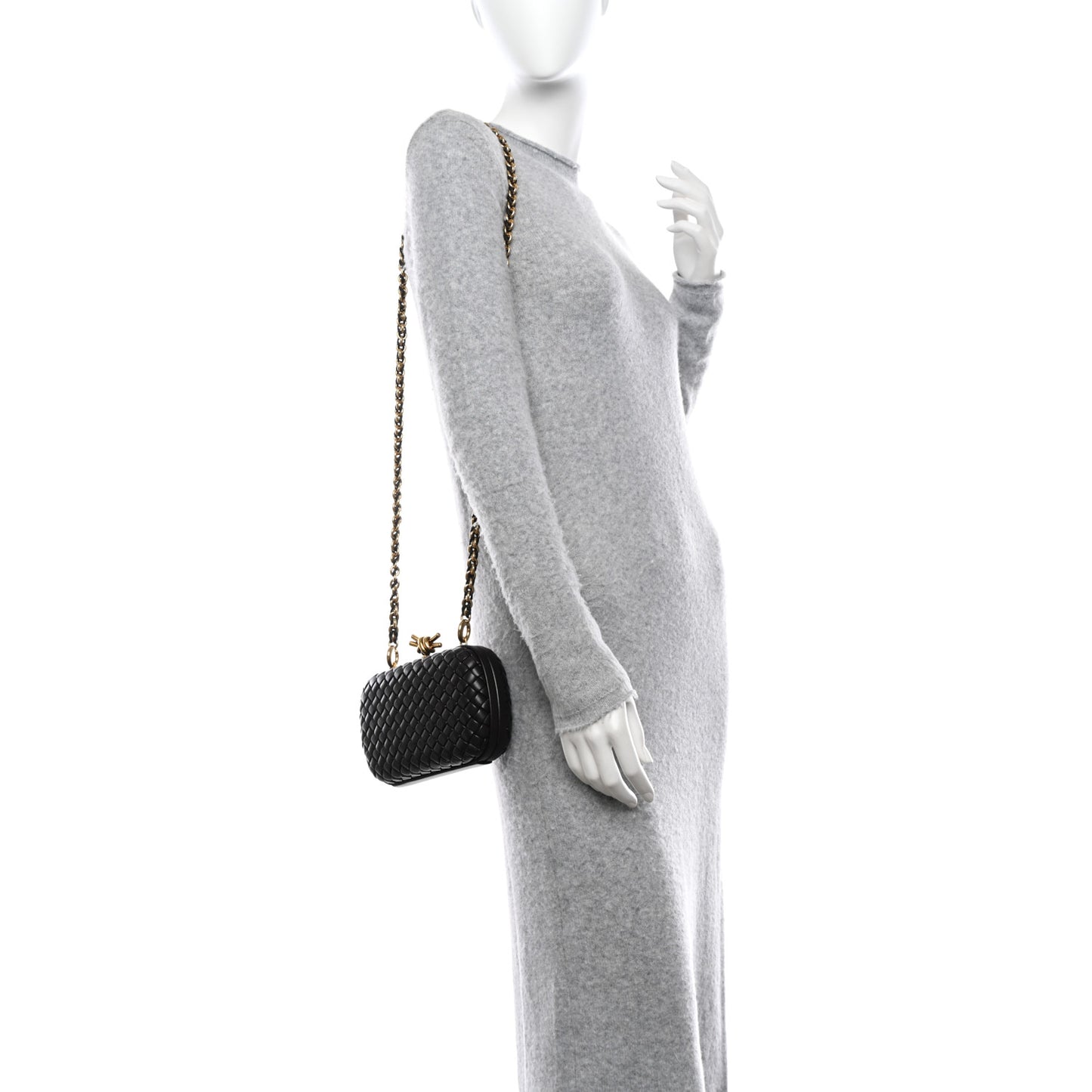 Nappa Intreccio Padded Chain Knot Clutch Fondant