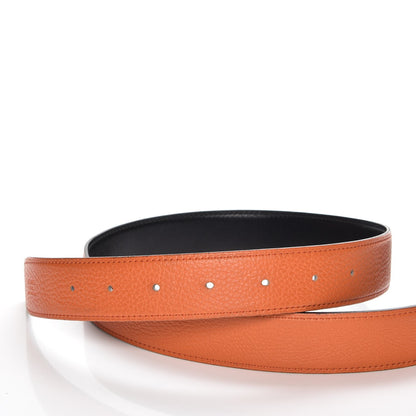 Hermes Box Togo 32mm Belt Strap 85 Black Orange 3 of 10