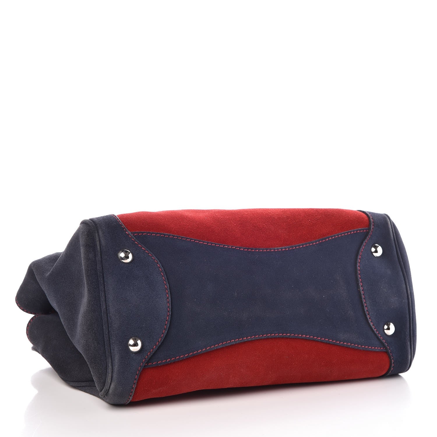 Miu Miu Suede Tote Red Blue 4 of 7