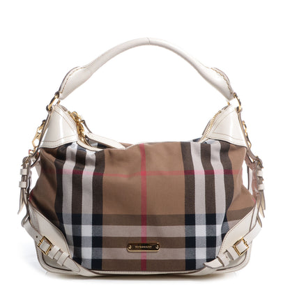 Burberry House Check Bridle Calfskin Small Ledbury Hobo White 1 of 10