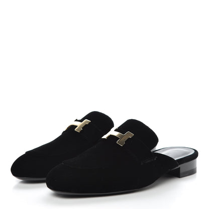 Hermes Velvet Trocadero Mule 37.5 Black 3 of 9