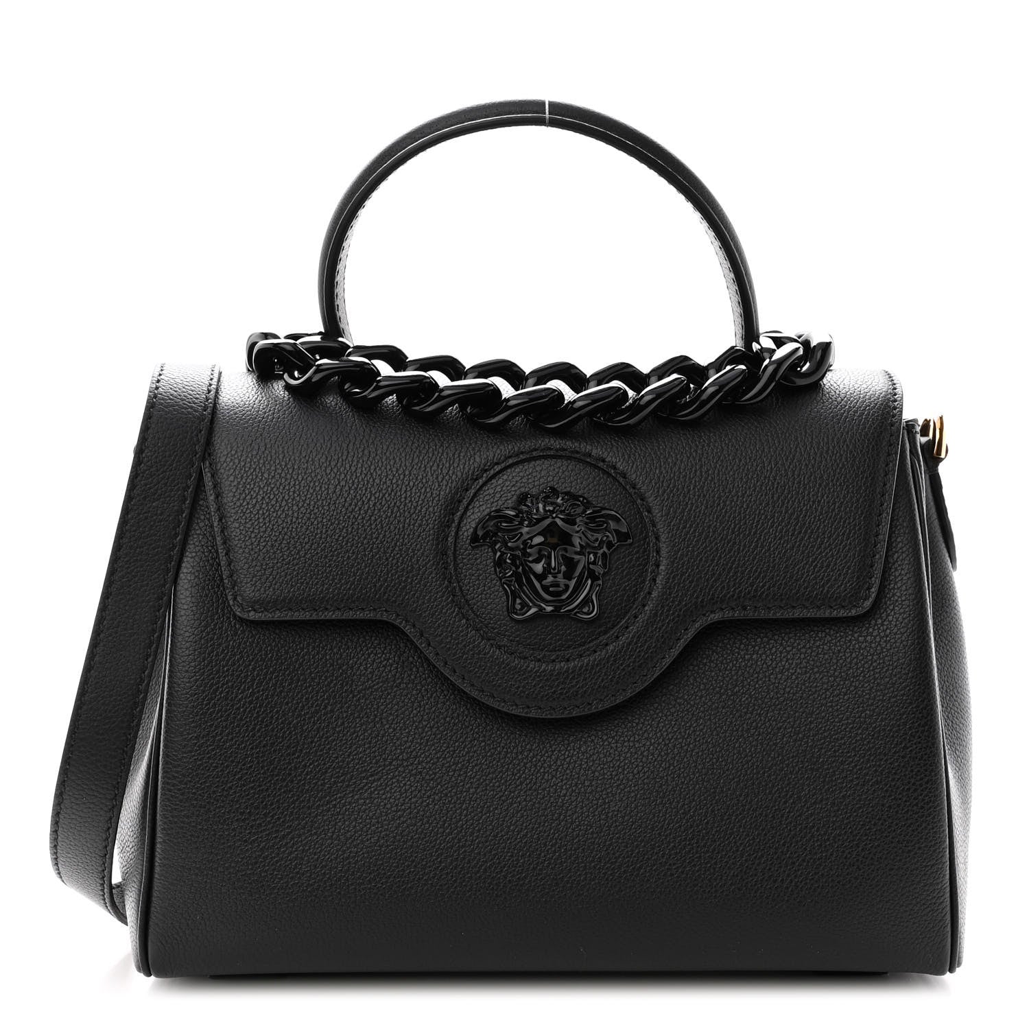Versace Grained Calfskin La Medusa Top Handle Bag Black Lilac 1 of 9