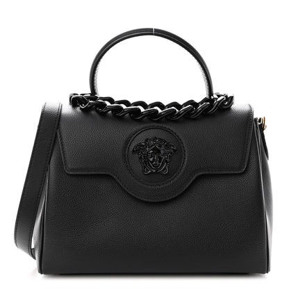 Versace Grained Calfskin La Medusa Top Handle Bag Black Lilac 1 of 9