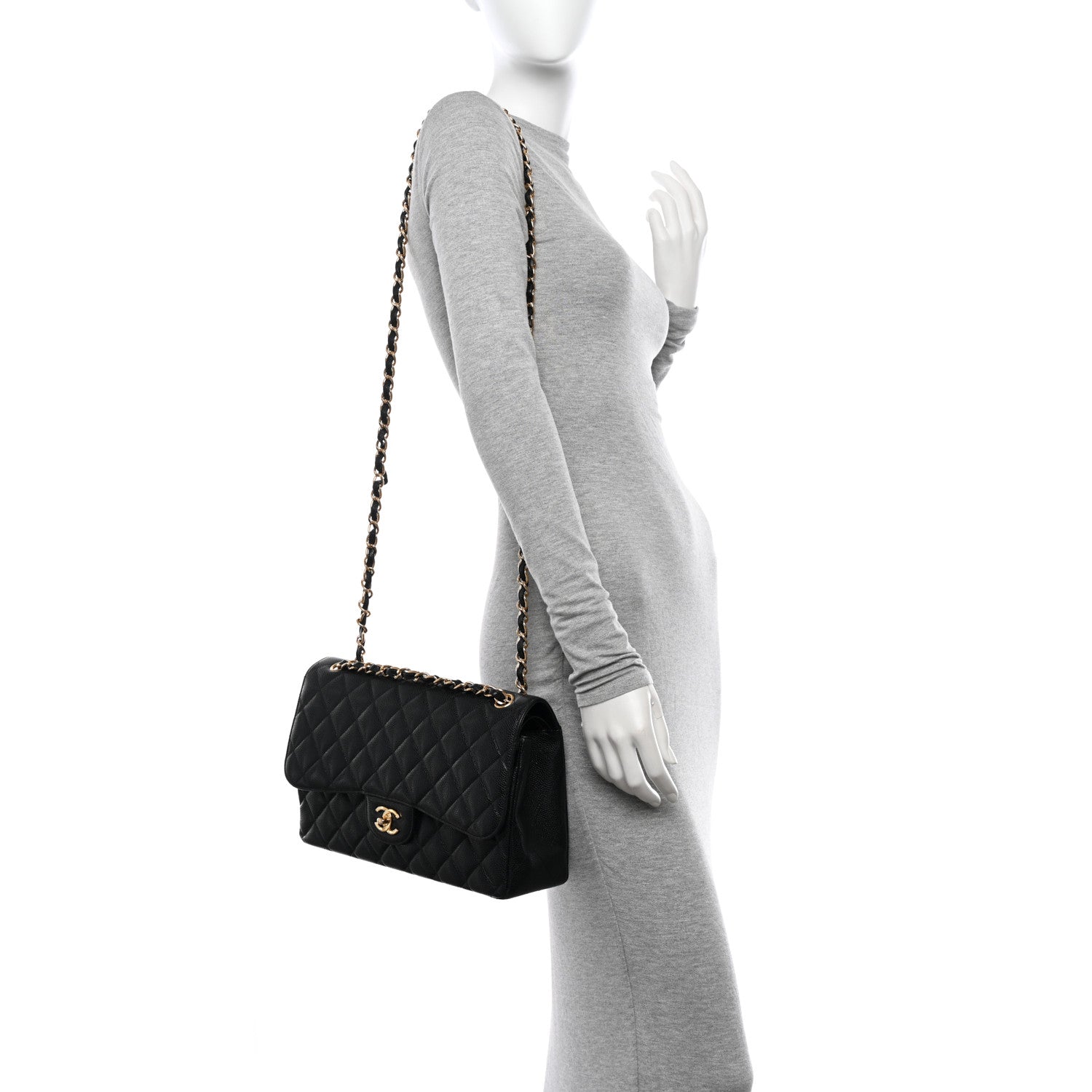 Chanel Caviar Quilted Jumbo Double Flap Black 2 of 11