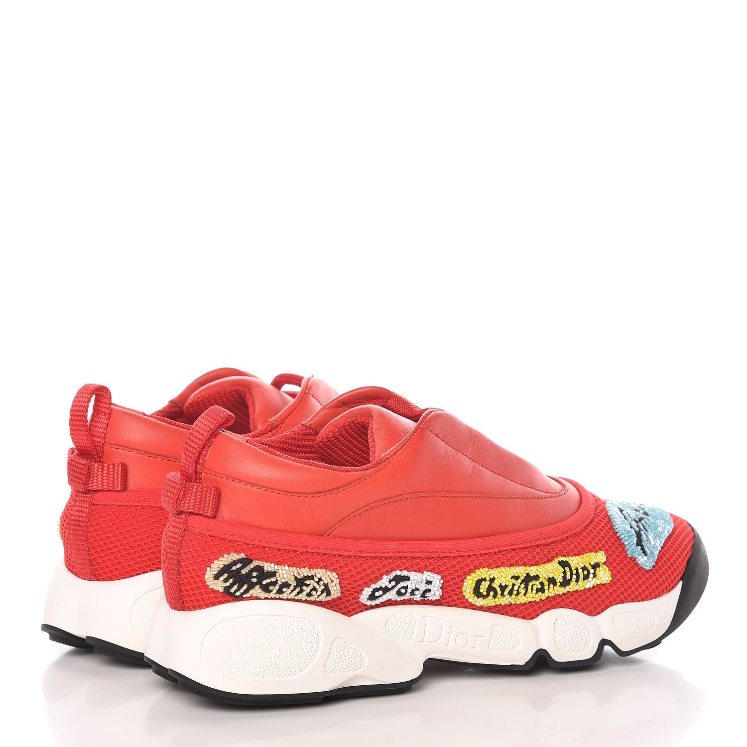 Christian Dior Calfskin Technical Canvas Embroidered Dior Fusion Sneakers 35 Rouge 4 of 10