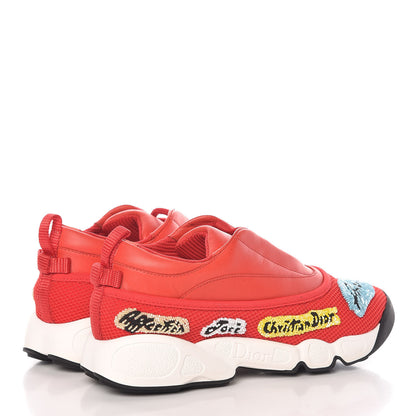 Christian Dior Calfskin Technical Canvas Embroidered Dior Fusion Sneakers 35 Rouge 4 of 10